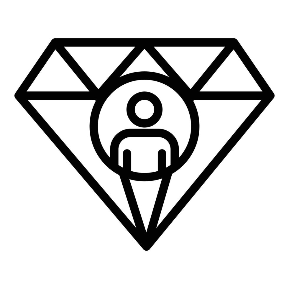 diamant head-hunter ikon, översikt stil vektor