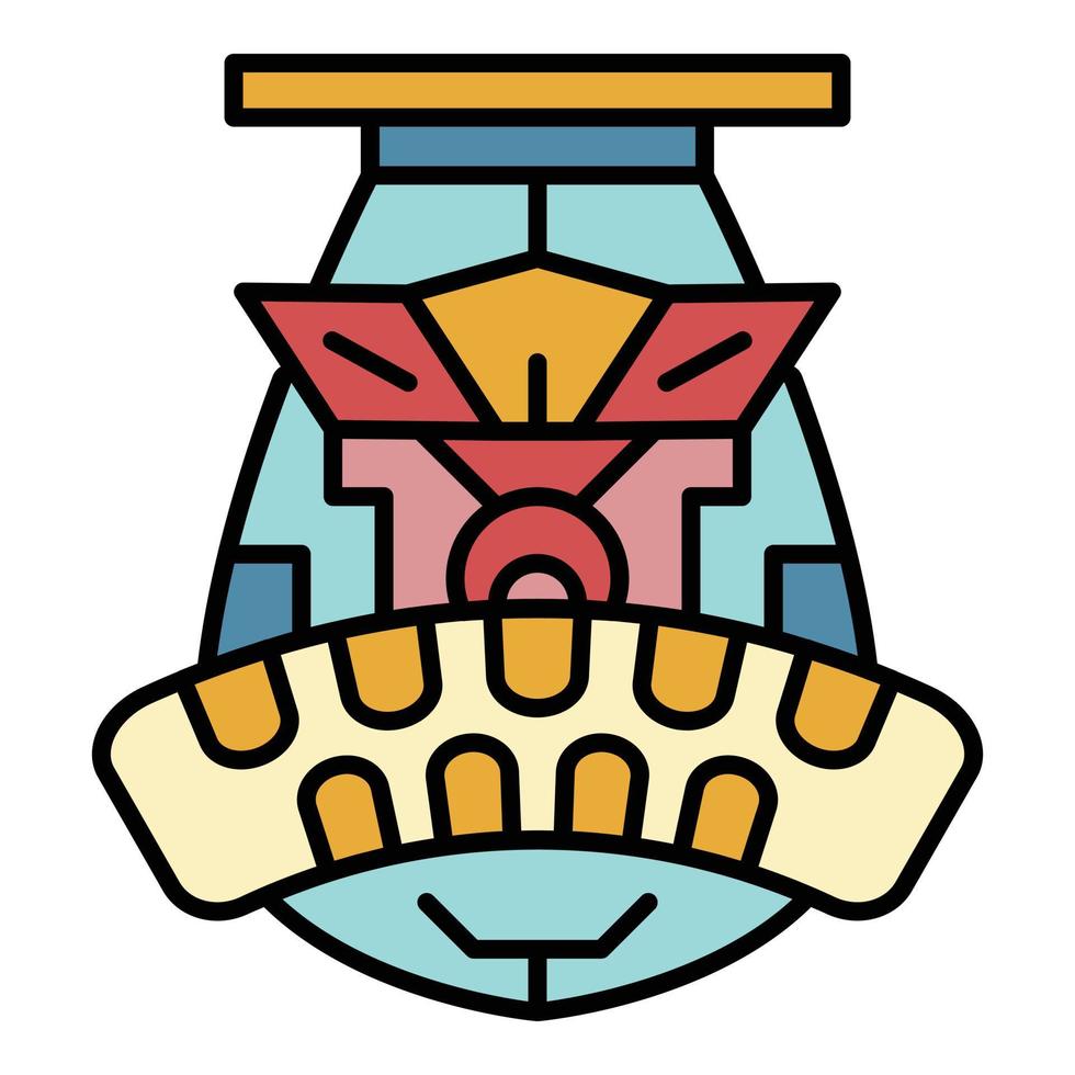 polynesisches idol, symbol, farbe, umriss, vektor