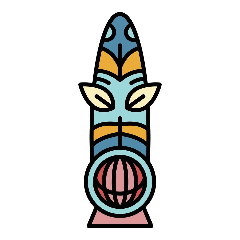 aztekisches Idol-Symbol Farbumrissvektor vektor