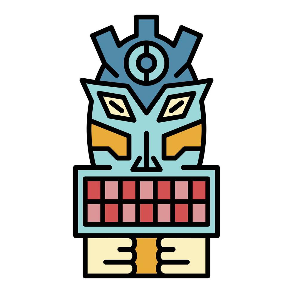 Tiki Idol Symbol Farbe Umriss Vektor