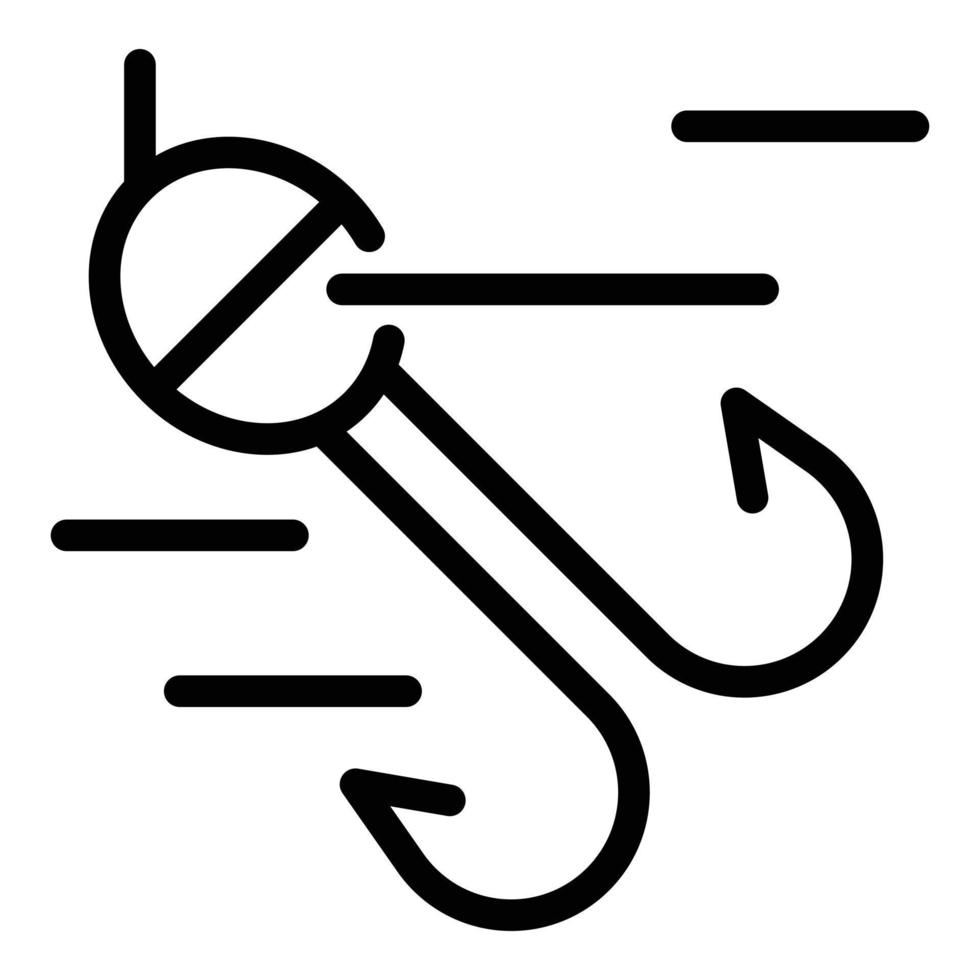 dubbel- fiske krok ikon, översikt stil vektor