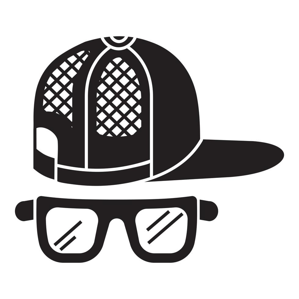 Baseball-Cap-Brille-Symbol, einfachen Stil vektor