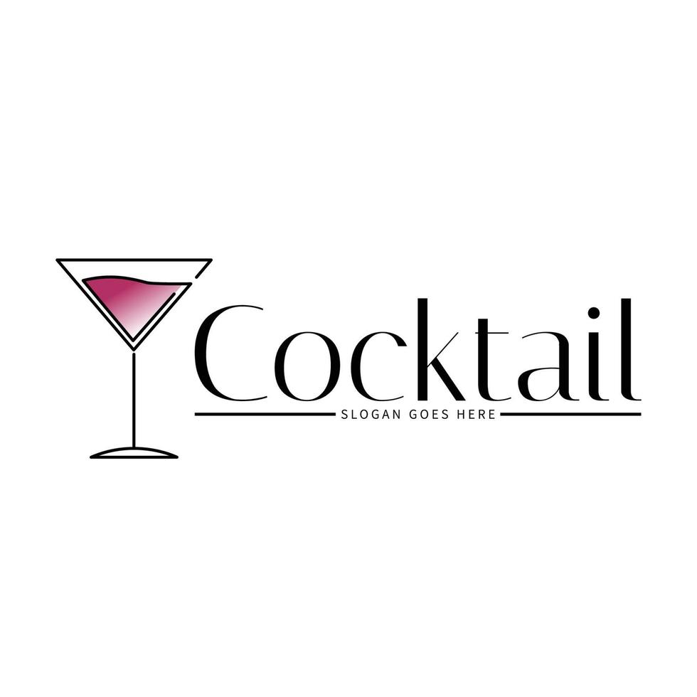 Cocktail-Logo-Design-Vektor-Vintage. Symbol für Alkoholgetränke. Cocktailglas-Vektor-Retro-Design-Vorlage vektor