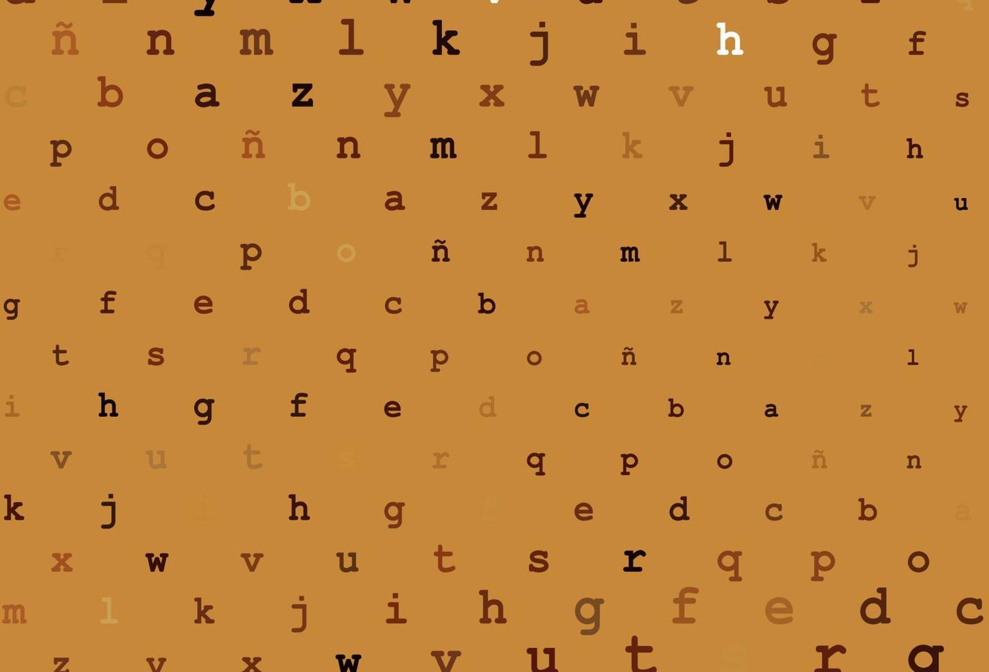 dunkelorangefarbener Vektorhintergrund mit Zeichen des Alphabets. vektor