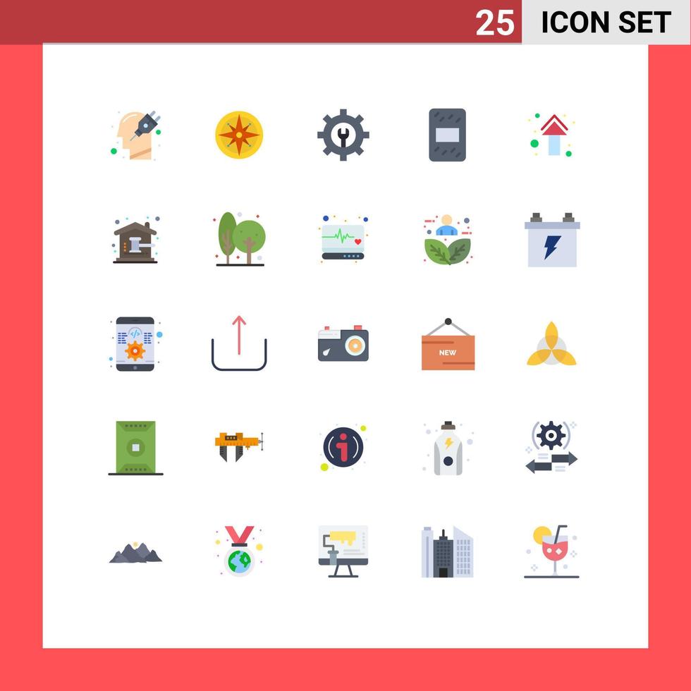 Piktogrammsatz mit 25 einfachen flachen Farben von Pfeilen Pack Navigator Grouts Schraubenschlüssel editierbare Vektordesign-Elemente vektor