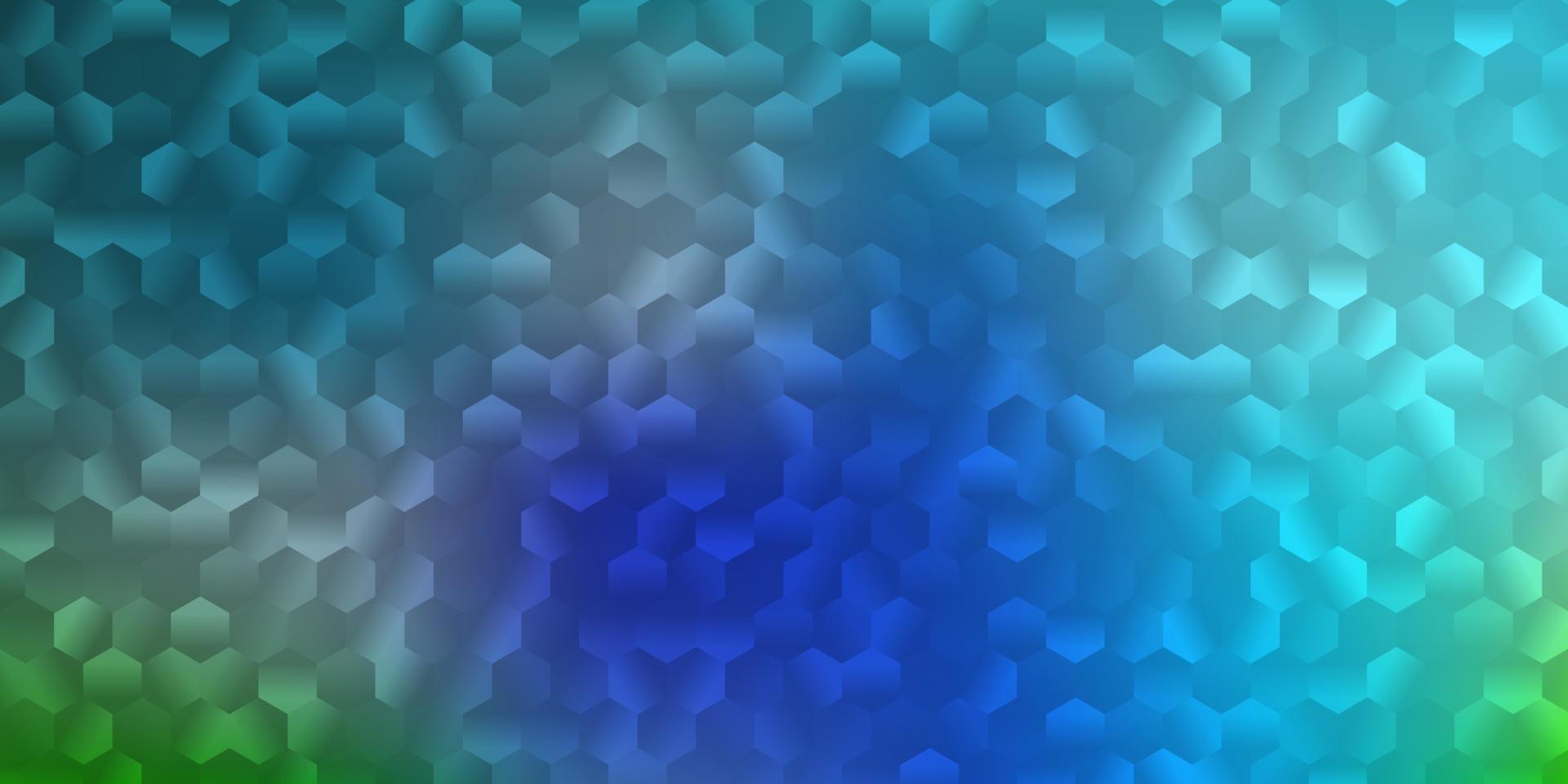 ljusblå, grön vektorlayout med former av hexagoner. vektor
