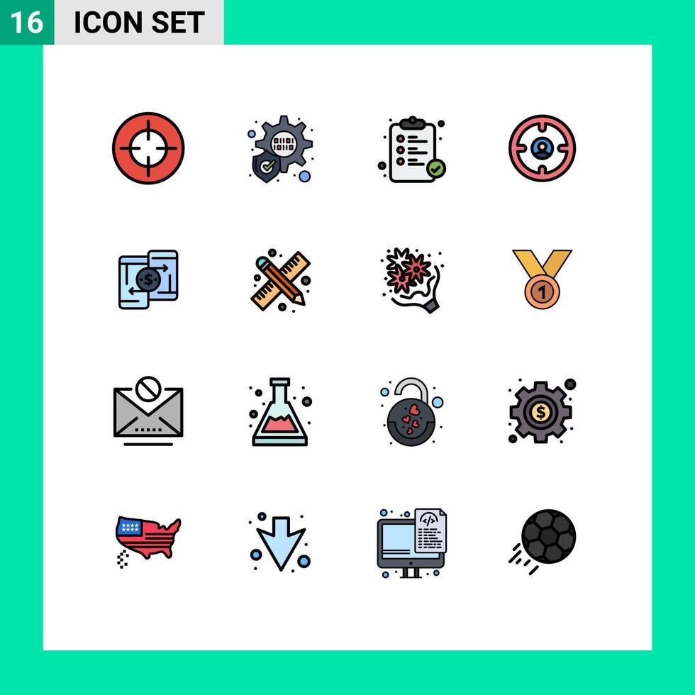 16 kreative Symbole moderne Zeichen und Symbole von Peer-to-Peer-Geld melden mobile Kopf editierbare kreative Vektordesign-Elemente vektor