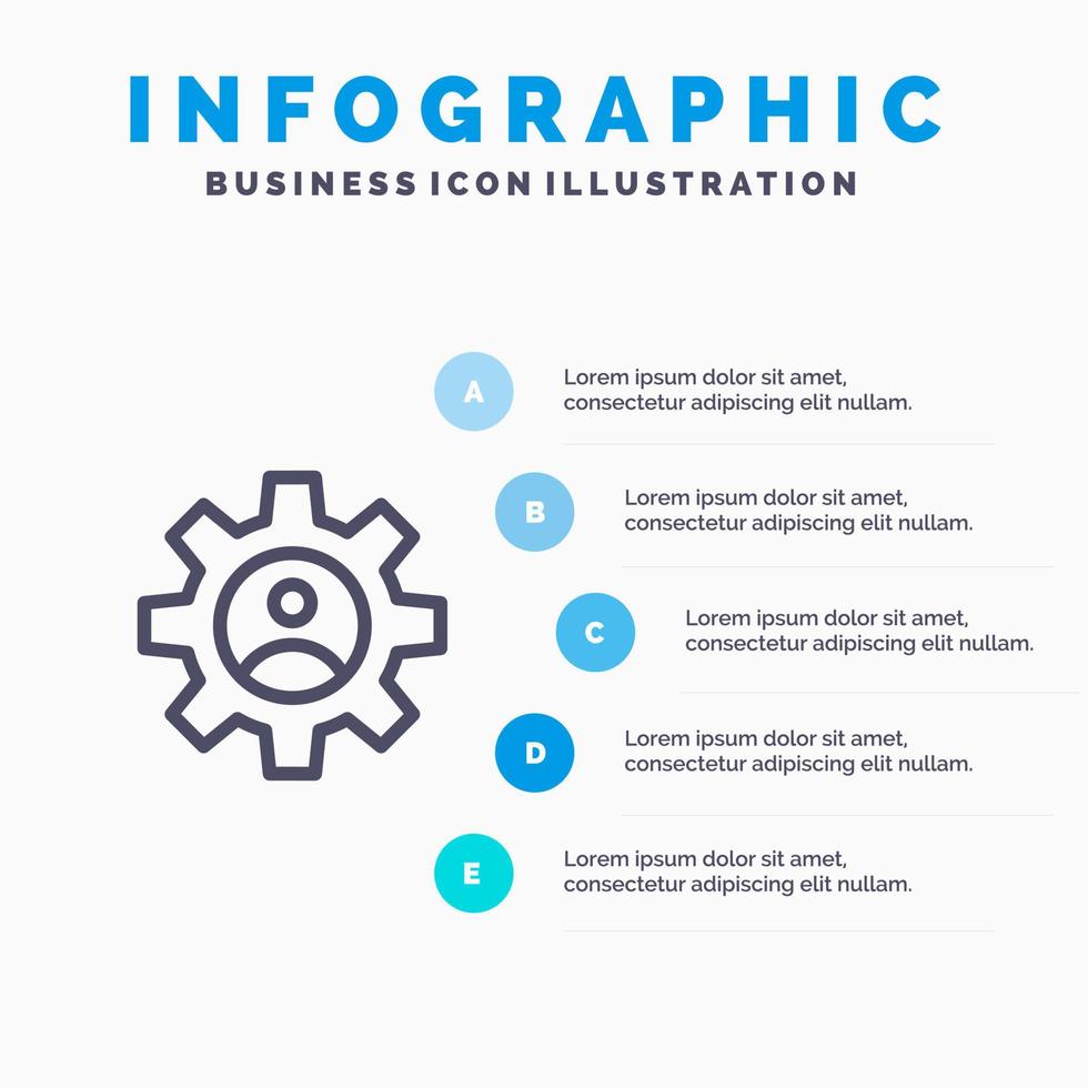 redskap kontroller profil använda sig av linje ikon med 5 steg presentation infographics bakgrund vektor