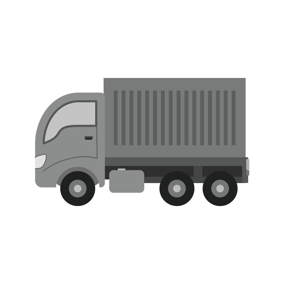 rör på sig lastbil platt gråskale ikon vektor