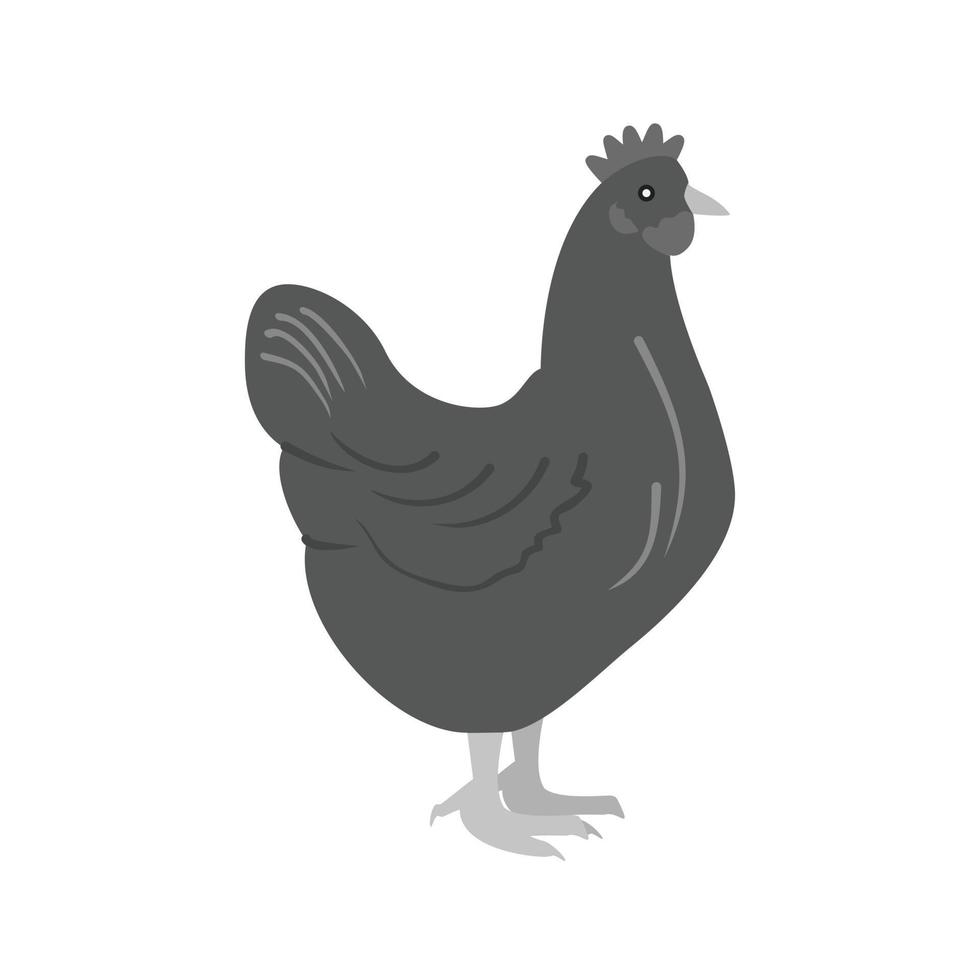 flaches Graustufen-Symbol für Hühnchen vektor