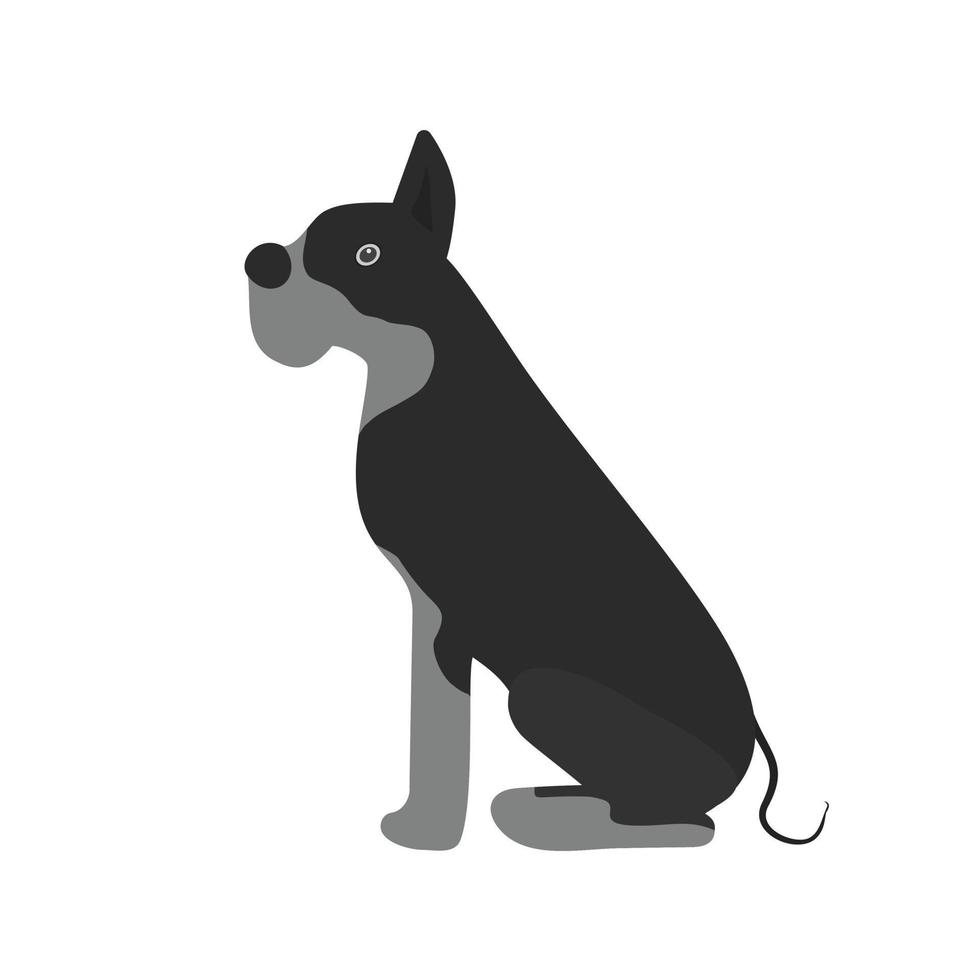 hund platt gråskale ikon vektor