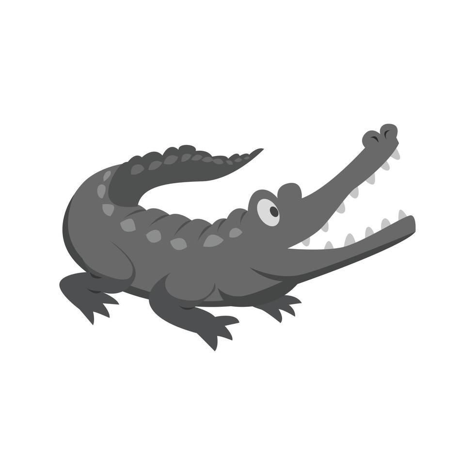 Alligator flaches Graustufensymbol vektor