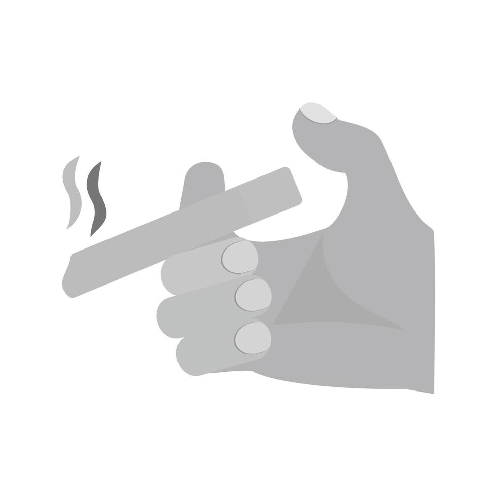 halten Zigarette flach Graustufen-Symbol vektor