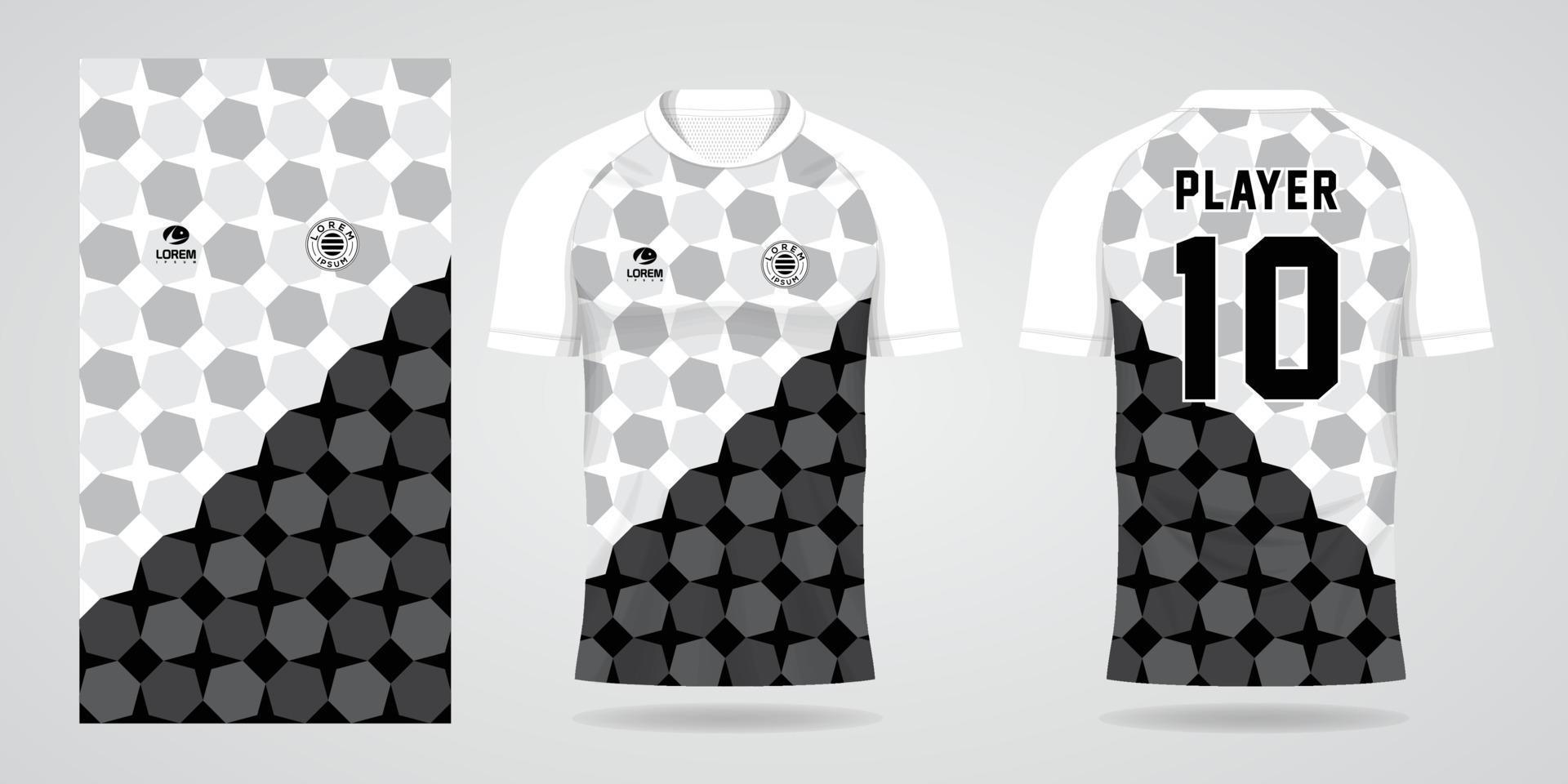 svart vit sportskjorta jersey designmall vektor