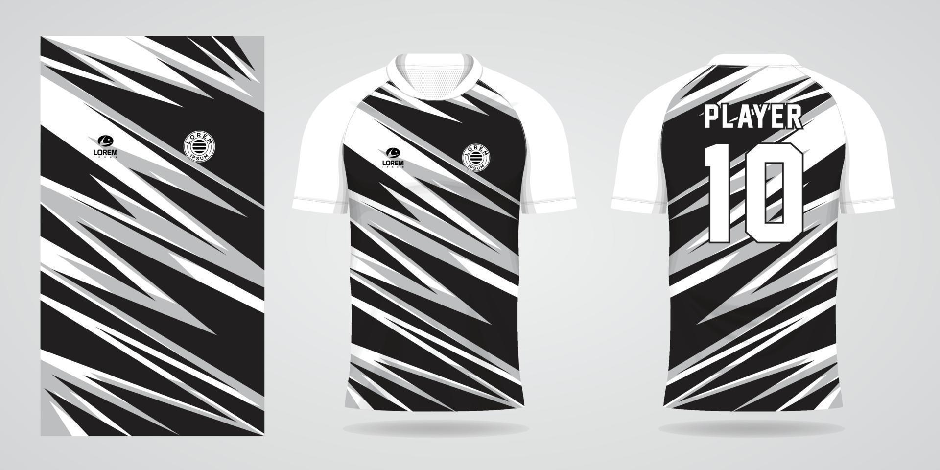 svart vit sportskjorta jersey designmall vektor