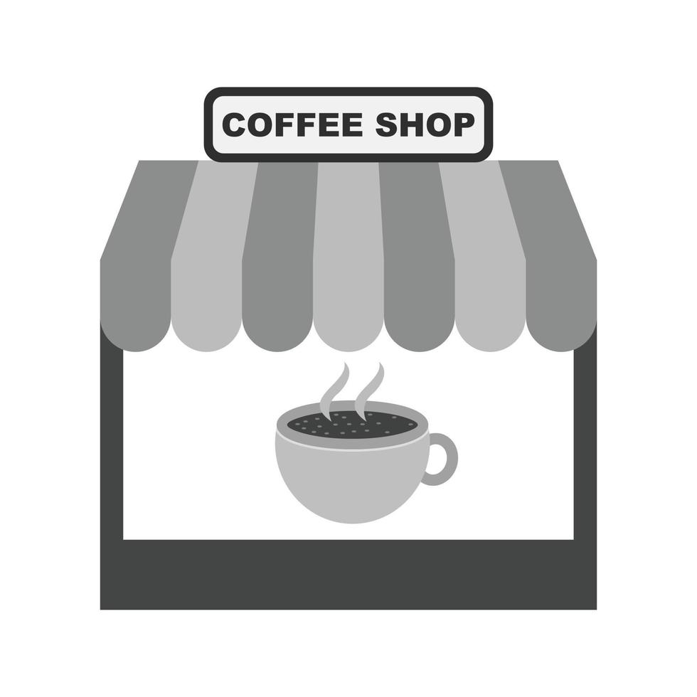 kaffe affär platt gråskale ikon vektor