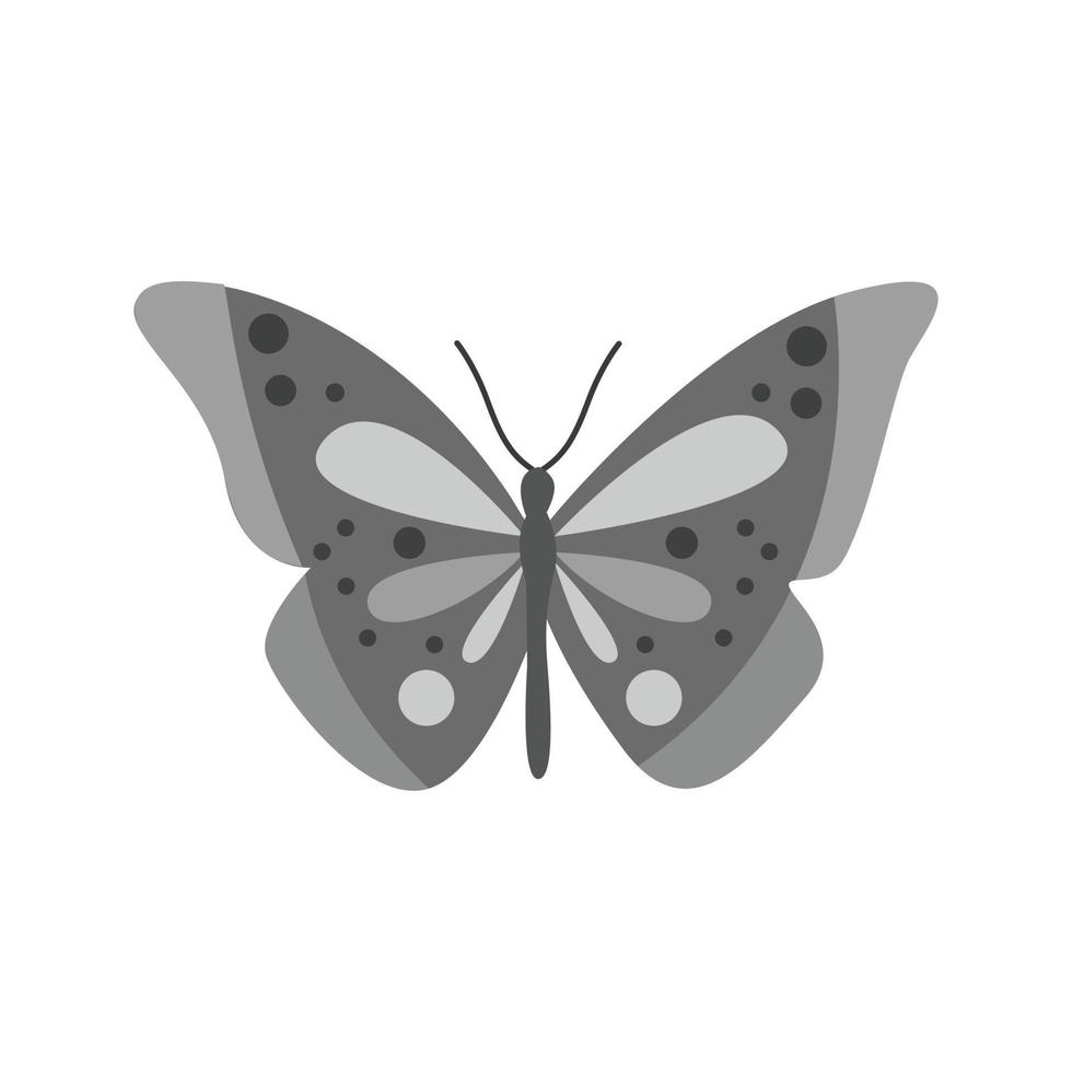 Schmetterling flaches Graustufen-Symbol vektor