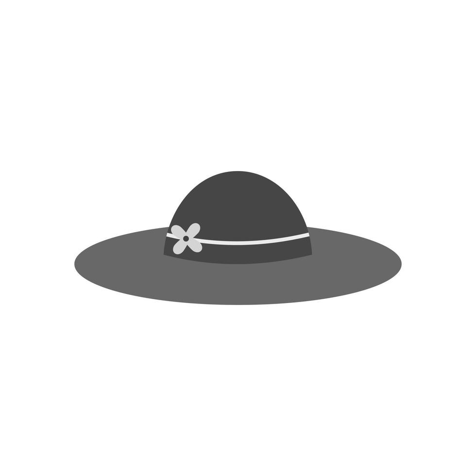 kvinnors hatt platt gråskale ikon vektor