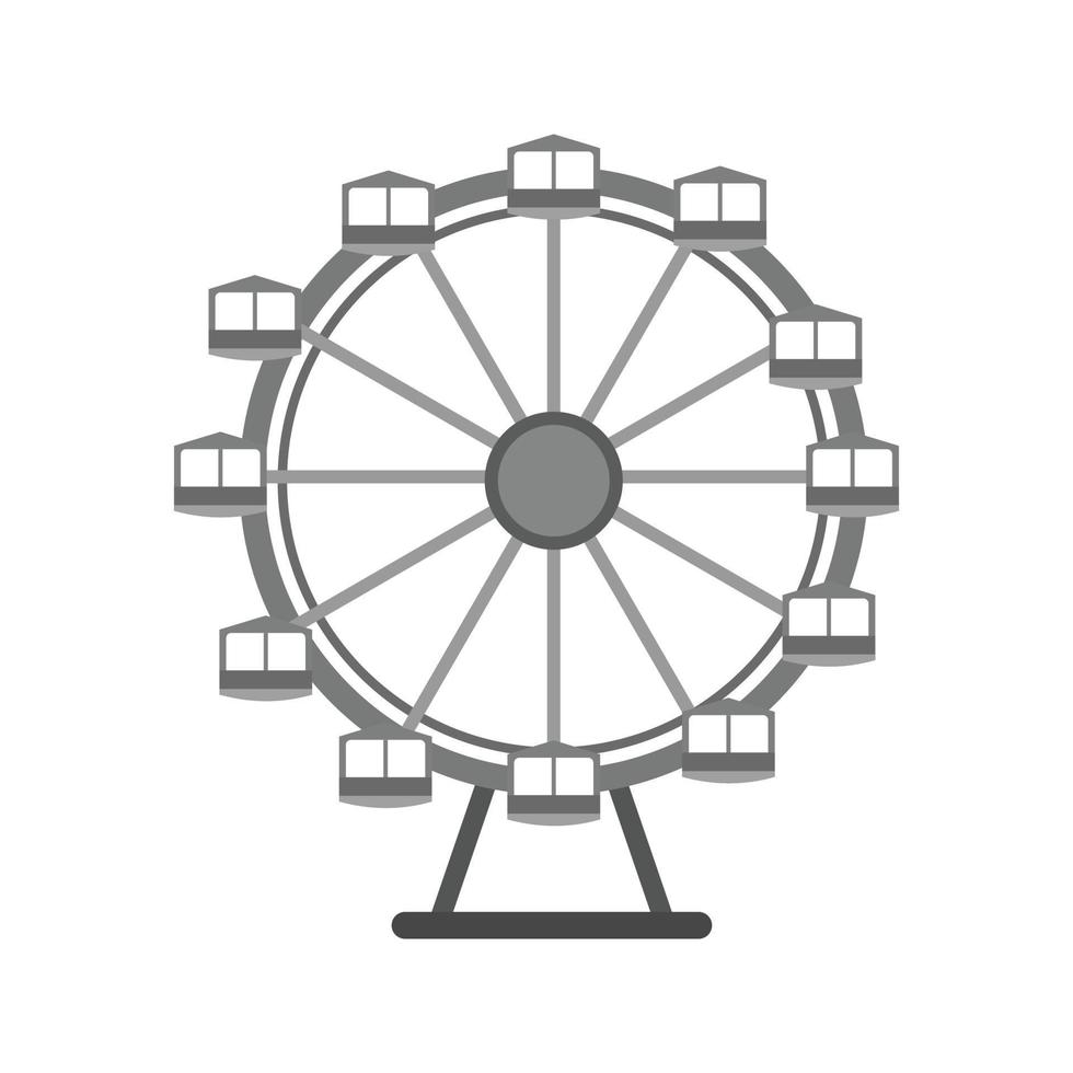 ferris hjul platt gråskale ikon vektor
