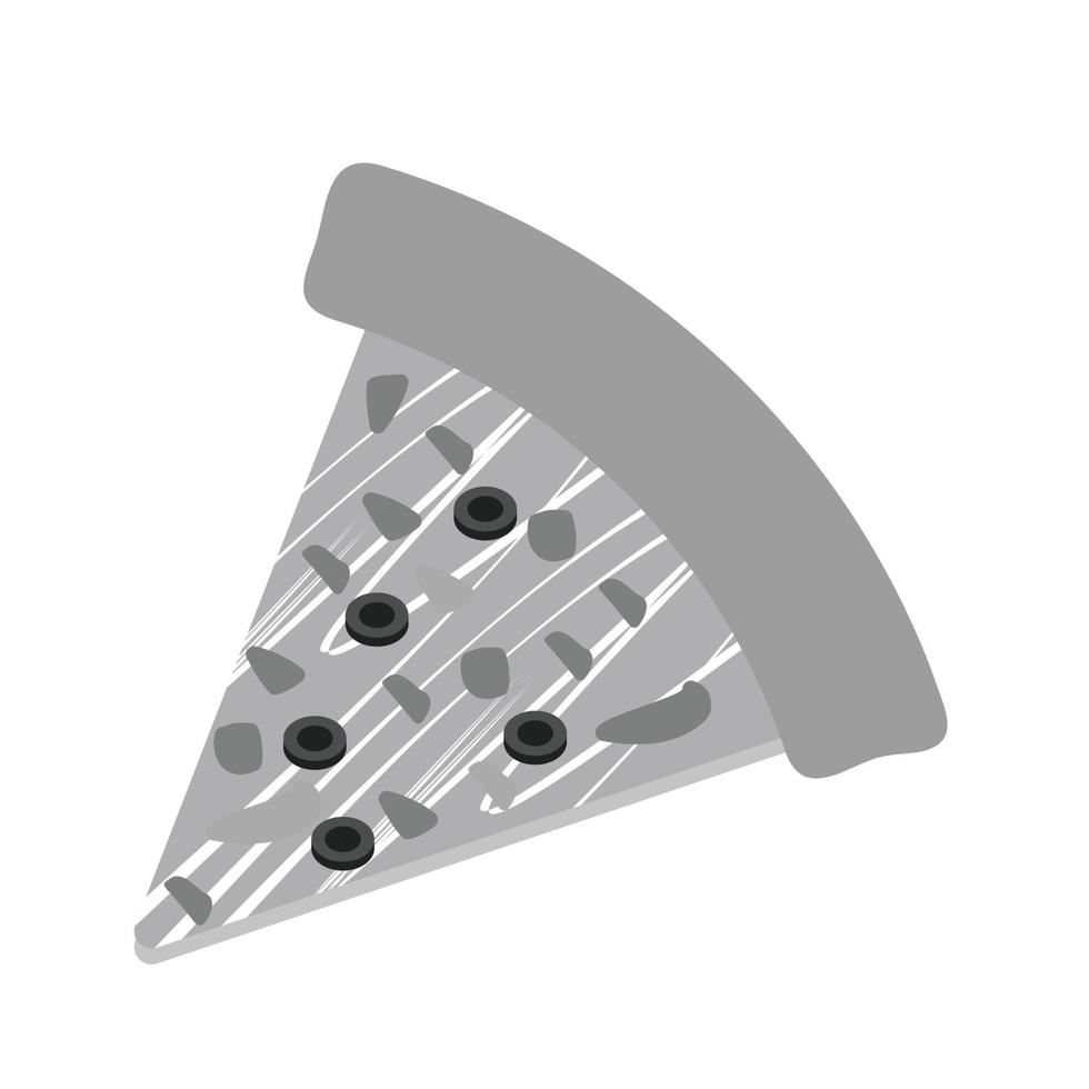 Stück Pizza flaches Graustufen-Symbol vektor