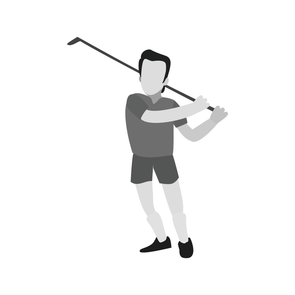 Flaches Graustufensymbol für Golfspieler vektor
