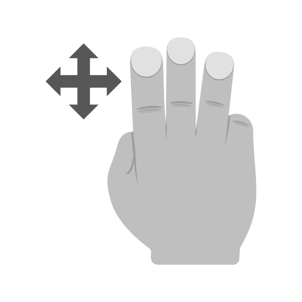tre fingrar flytta platt gråskale ikon vektor
