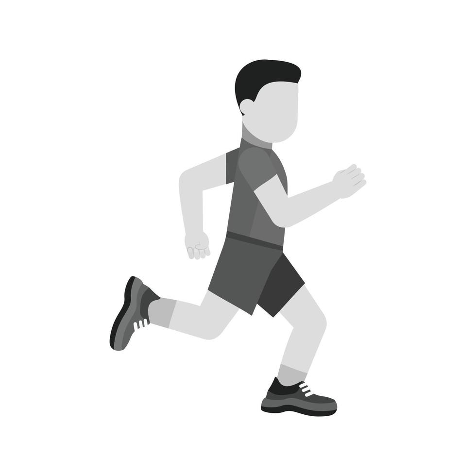 löpning person platt gråskale ikon vektor