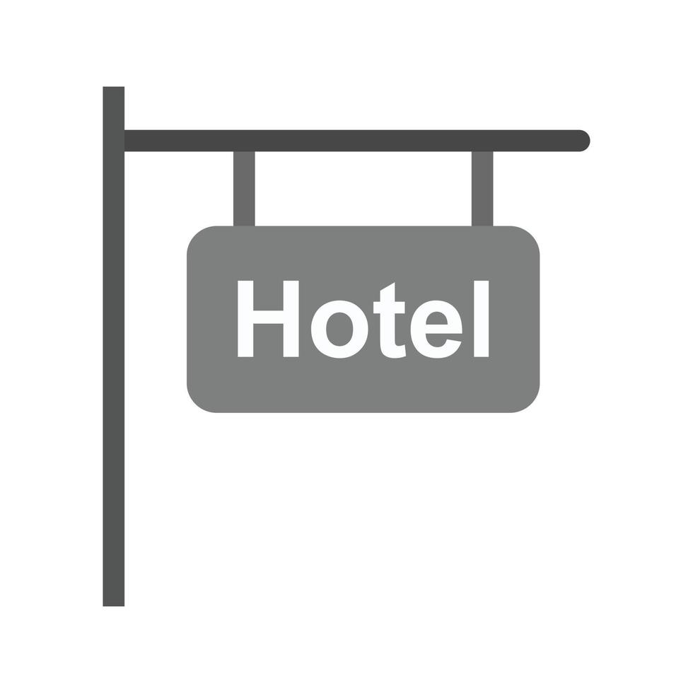 hotell tecken platt gråskale ikon vektor