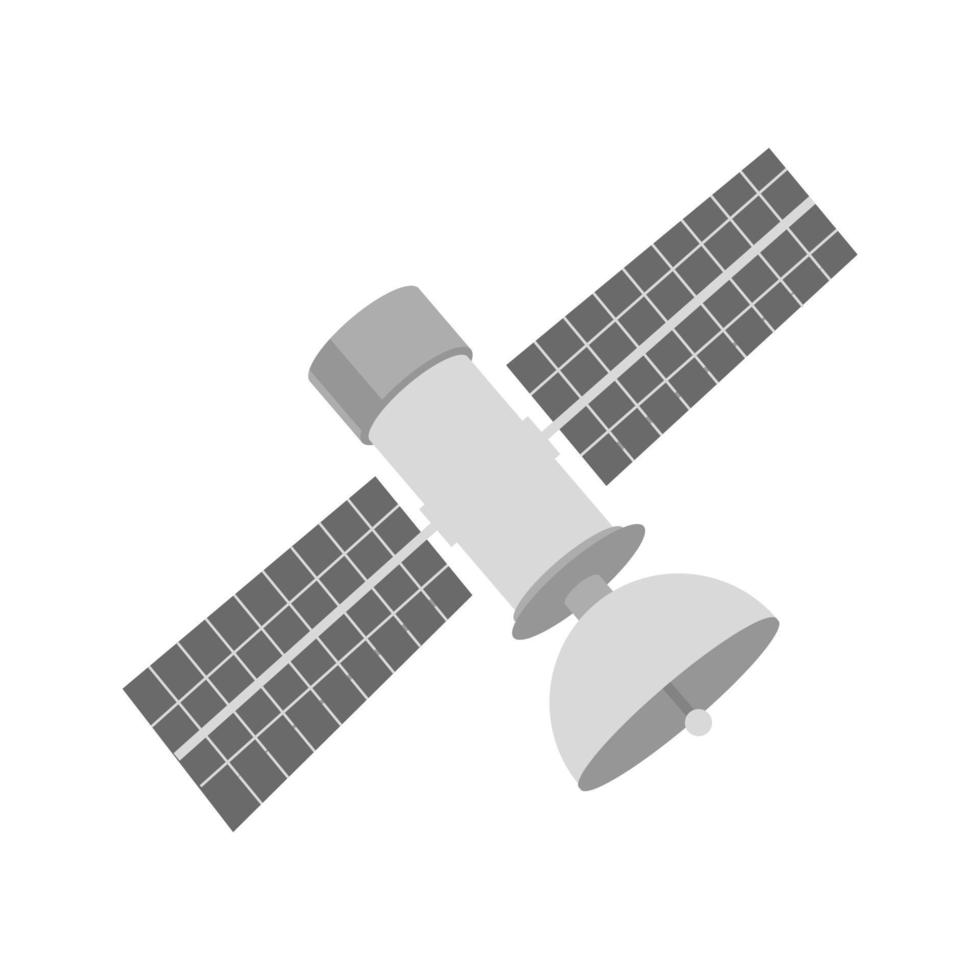 flaches Graustufensymbol für Satelliten vektor