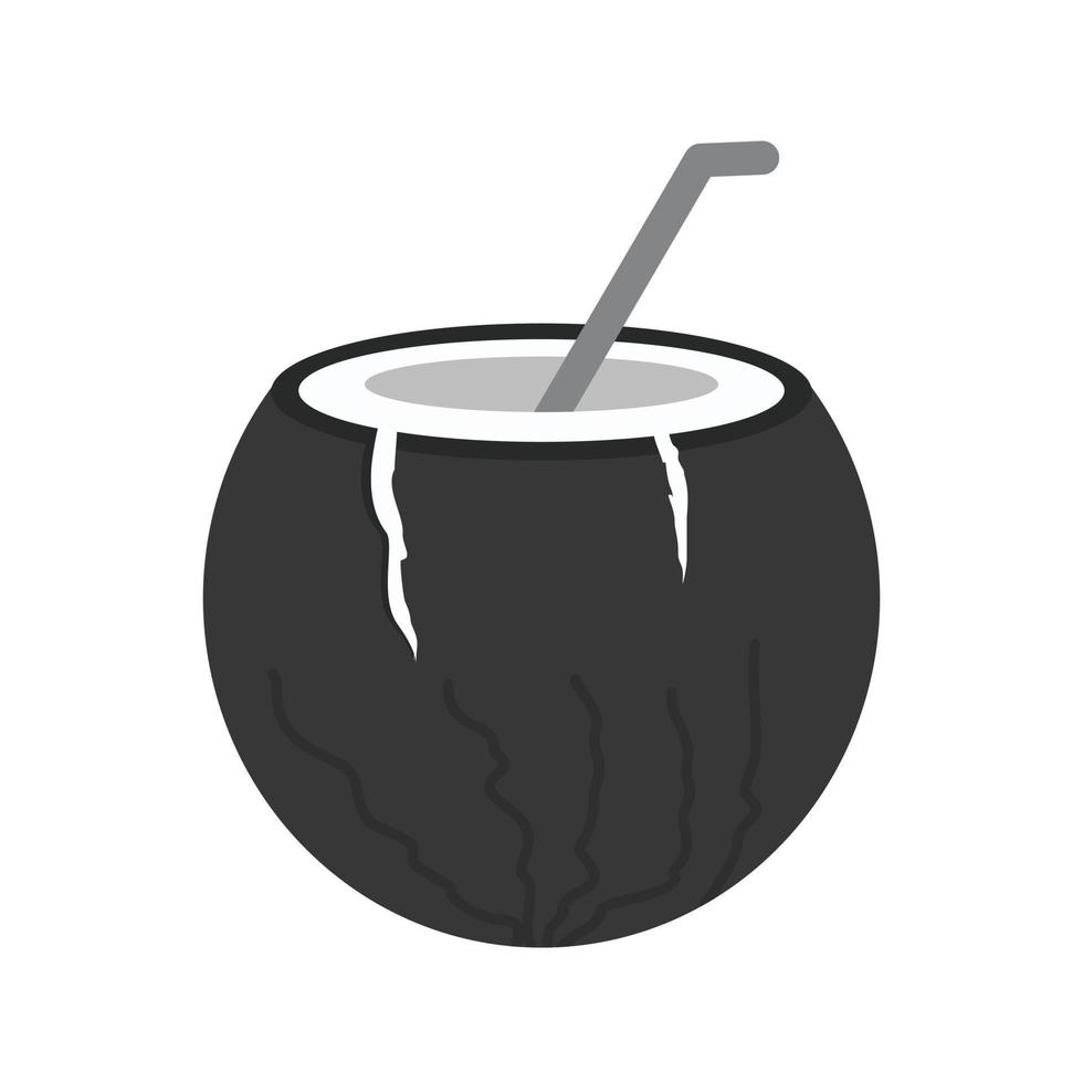kokos dryck platt gråskale ikon vektor