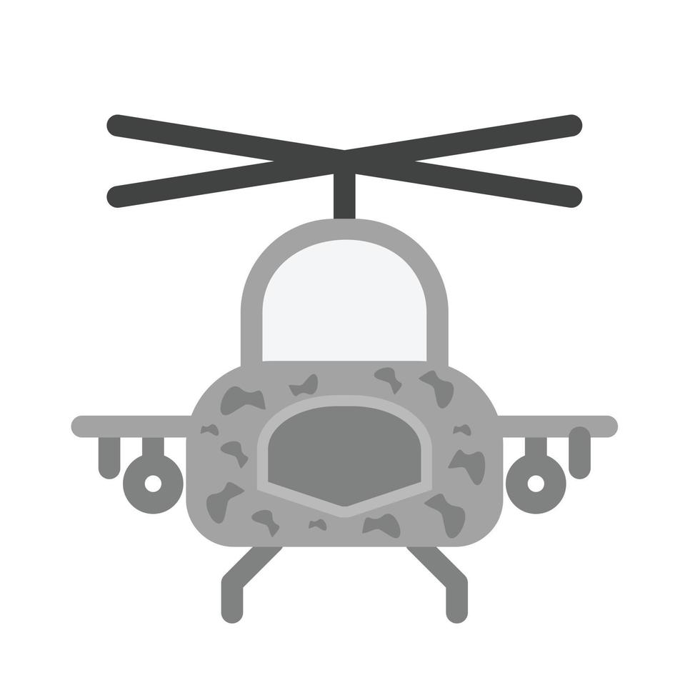 Militärhubschrauber flaches Graustufensymbol vektor