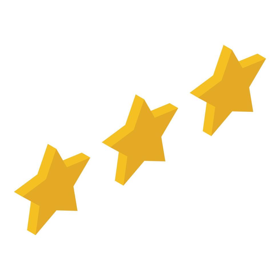tre stjärna recension ikon, isometrisk stil vektor