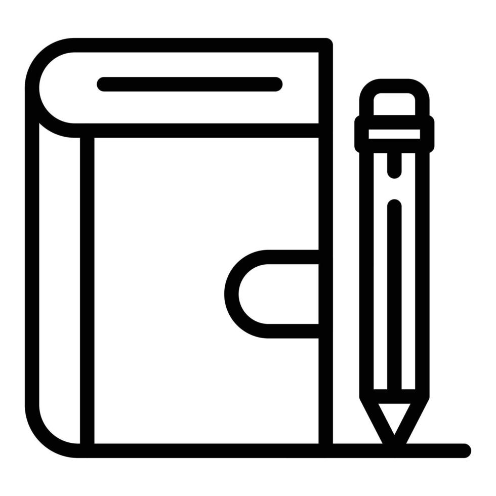 bok penna ikon, översikt stil vektor