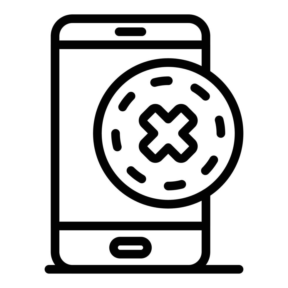 kein Symbol für gefälschte Nachrichten auf dem Telefon, Umrissstil vektor