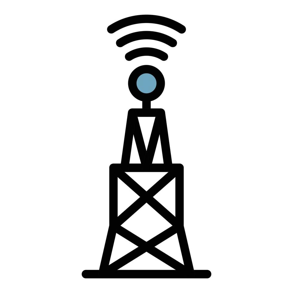 5g-Antenne im Aktionssymbol Farbumrissvektor vektor