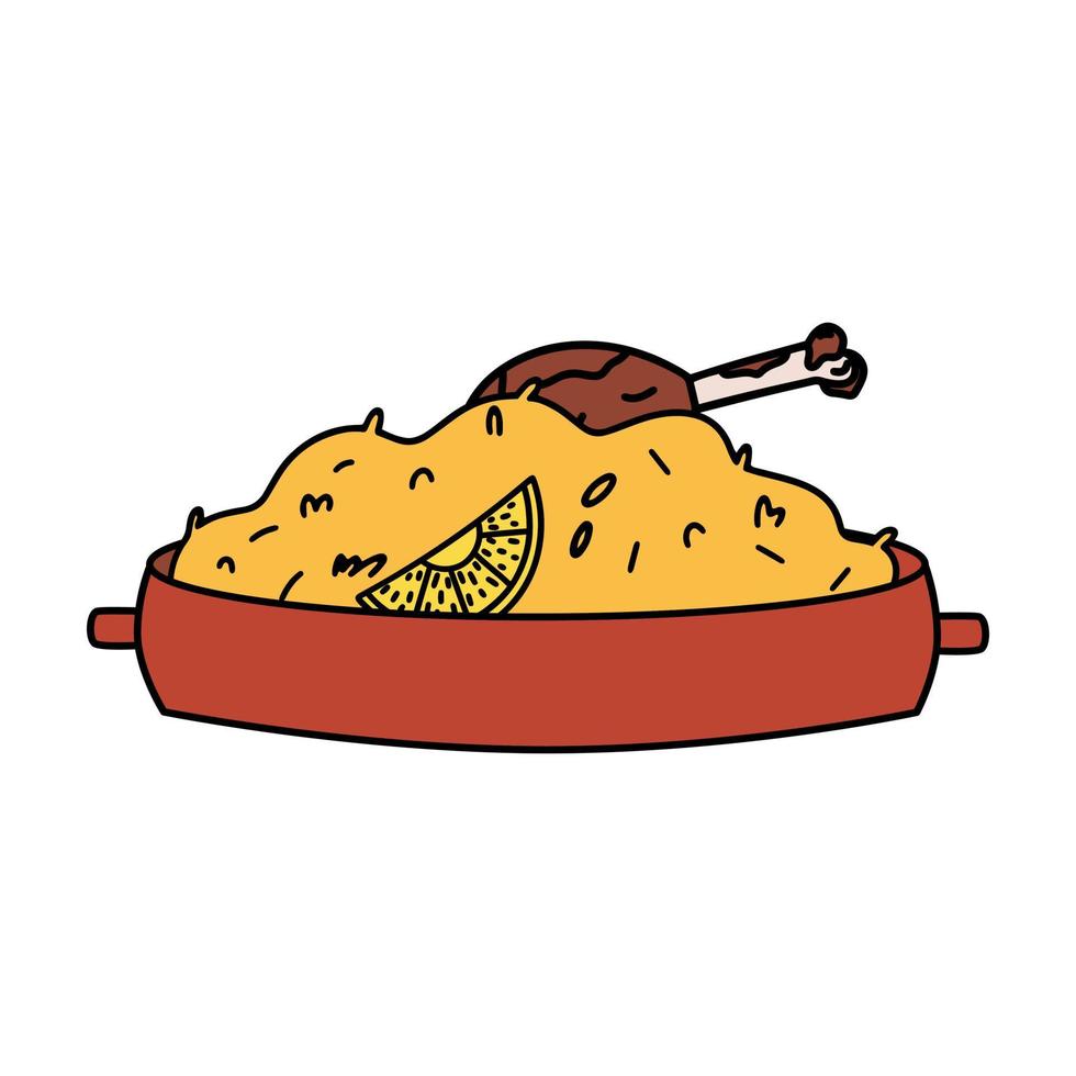 kyckling biryani ikon. en maträtt av indisk och arabicum kök. vektor illustration i platt stil