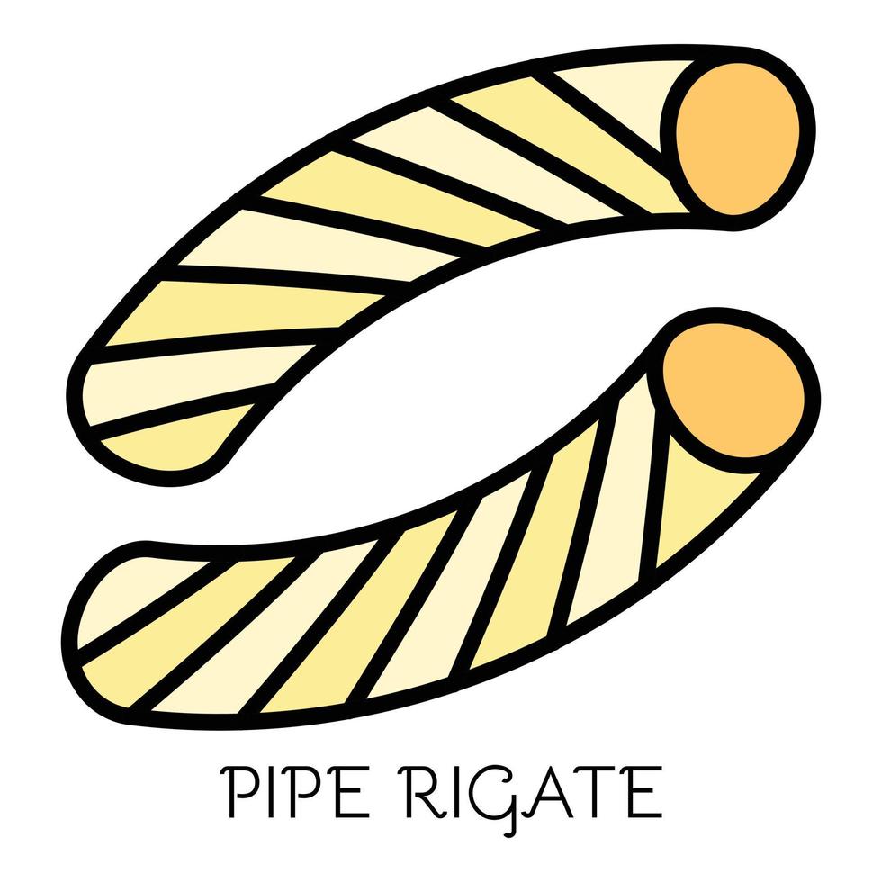 Pipe Rigate Pasta Symbol Farbe Umriss Vektor