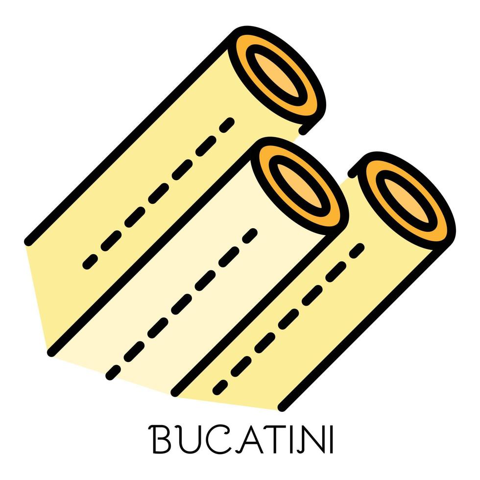 Bucatini Pasta Symbol Farbe Umriss Vektor