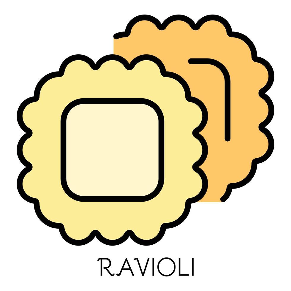 Ravioli Pasta Symbol Farbe Umriss Vektor