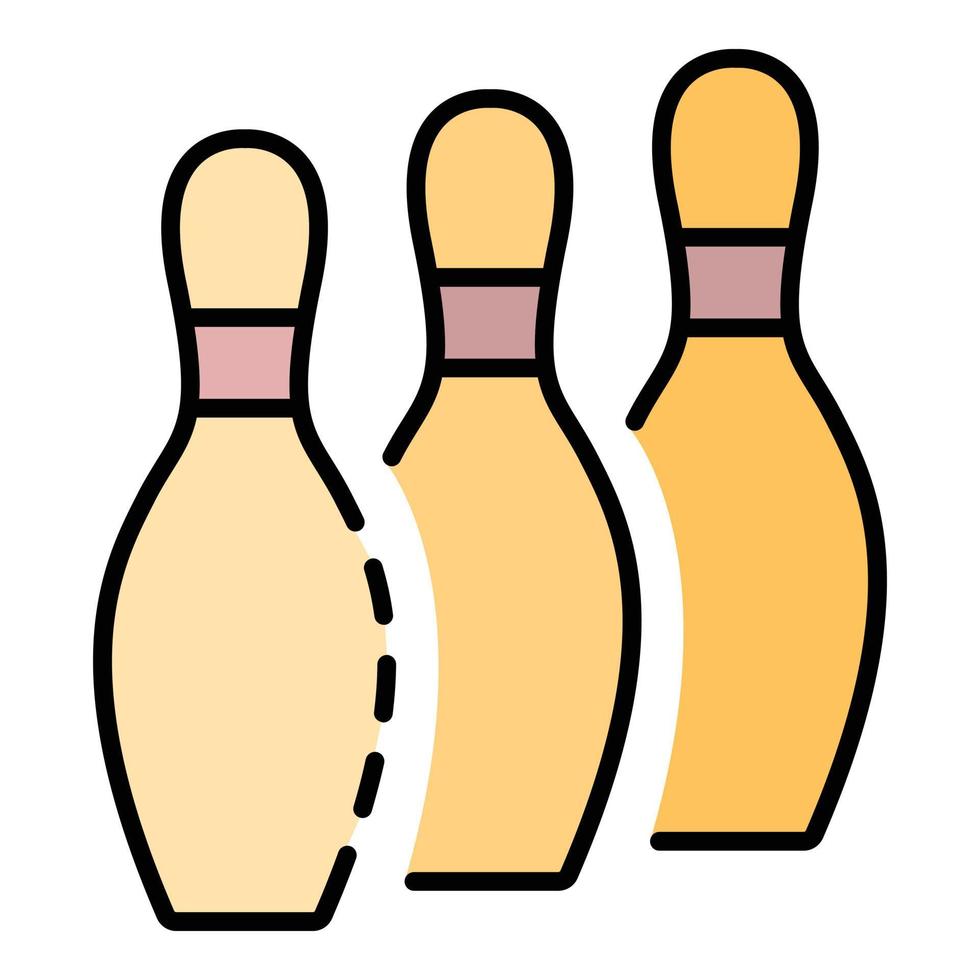 Bowling-Pins stehen Symbolfarbe Umrissvektor vektor