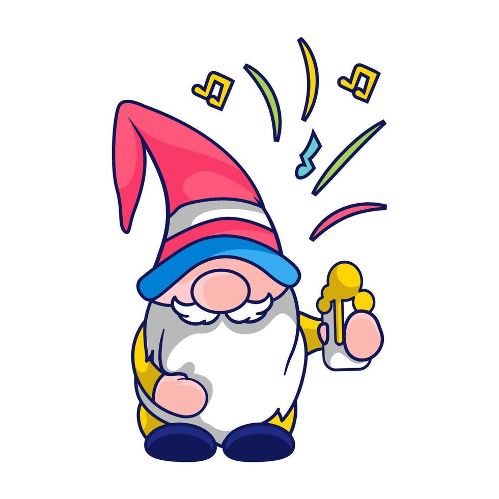 söt gnome ny år 2023 och jul karaktär ClipArt. vektor