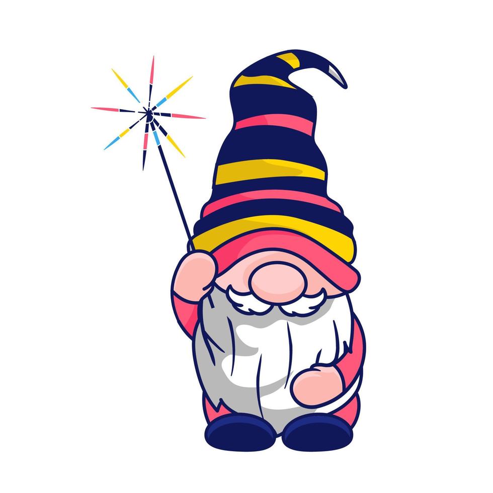 söt gnome ny år 2023 och jul karaktär ClipArt. vektor