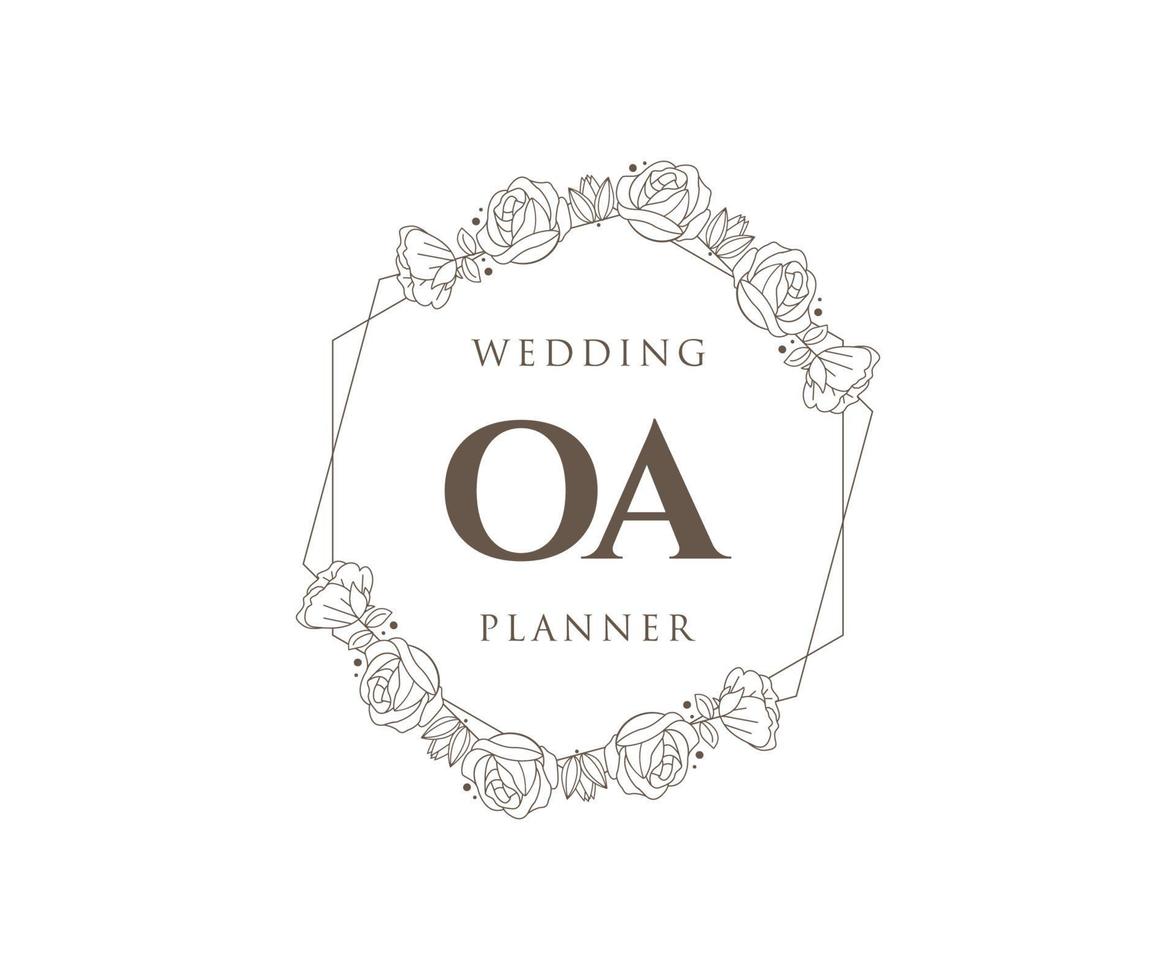 oa initialen brief hochzeitsmonogramm logos sammlung, handgezeichnete moderne minimalistische und florale vorlagen für einladungskarten, save the date, elegante identität für restaurant, boutique, café im vektor