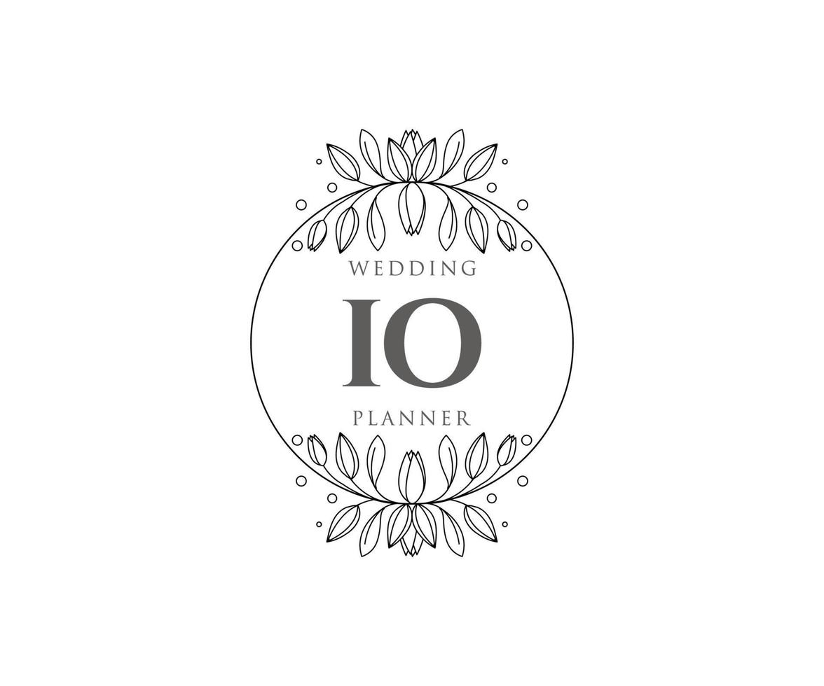 io initialen brief hochzeitsmonogramm logos sammlung, handgezeichnete moderne minimalistische und florale vorlagen für einladungskarten, save the date, elegante identität für restaurant, boutique, café im vektor