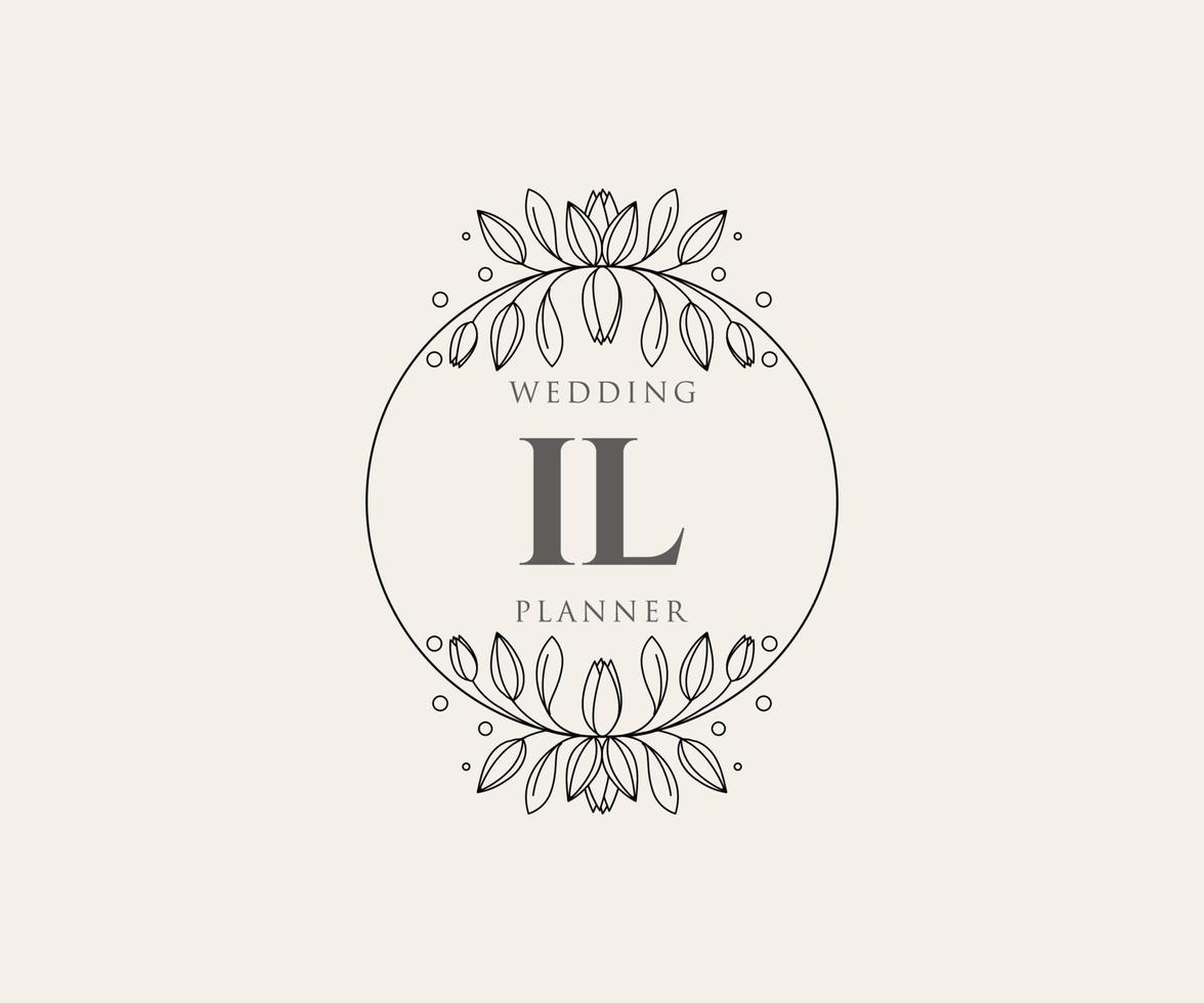 il initials brief hochzeitsmonogramm logos sammlung, handgezeichnete moderne minimalistische und florale vorlagen für einladungskarten, save the date, elegante identität für restaurant, boutique, café im vektor