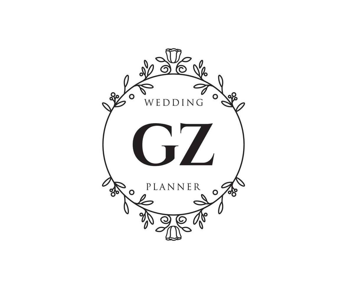 gz initialer brev bröllop monogram logotyper samling, hand dragen modern minimalistisk och blommig mallar för inbjudan kort, spara de datum, elegant identitet för restaurang, boutique, Kafé i vektor