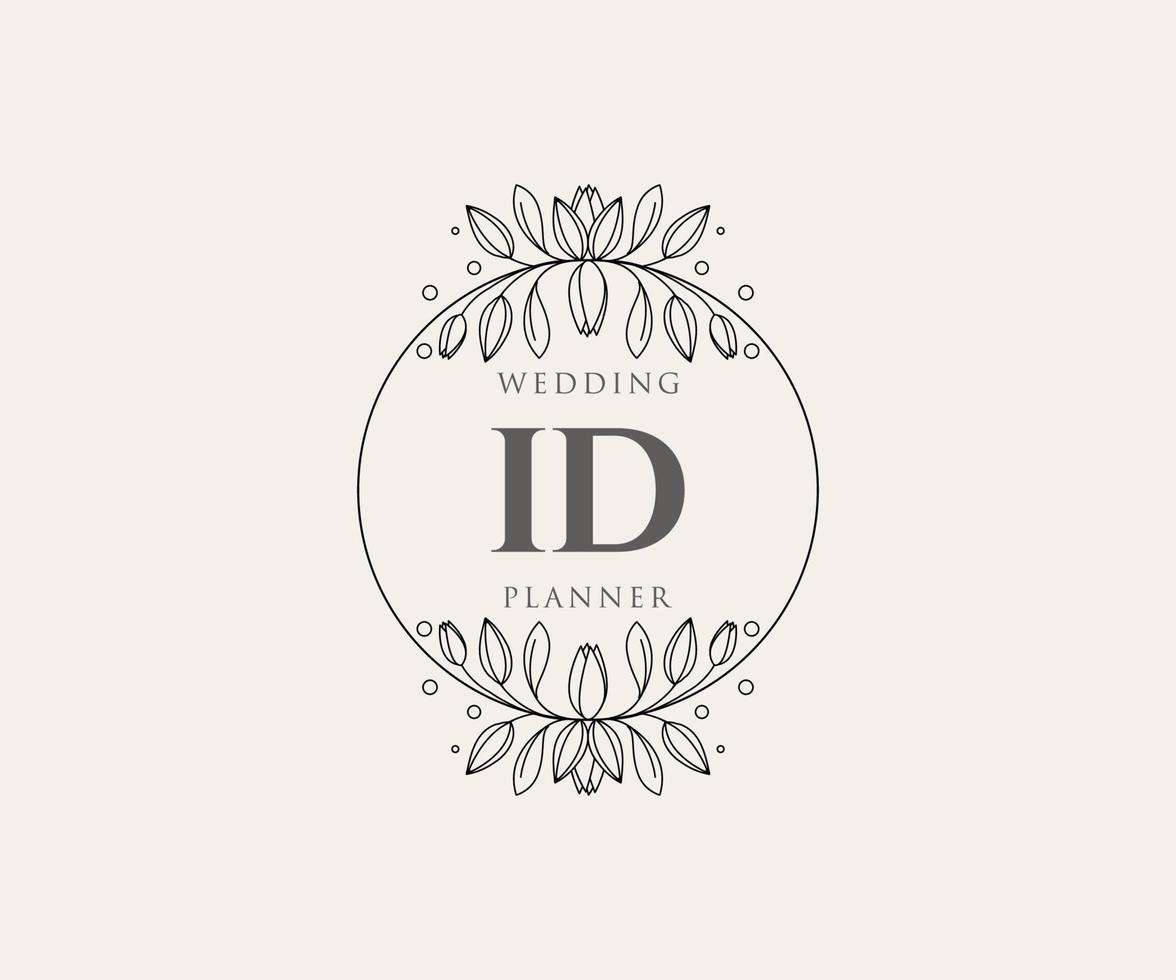 id initialen brief hochzeit monogramm logos sammlung, handgezeichnete moderne minimalistische und florale vorlagen für einladungskarten, save the date, elegante identität für restaurant, boutique, café im vektor