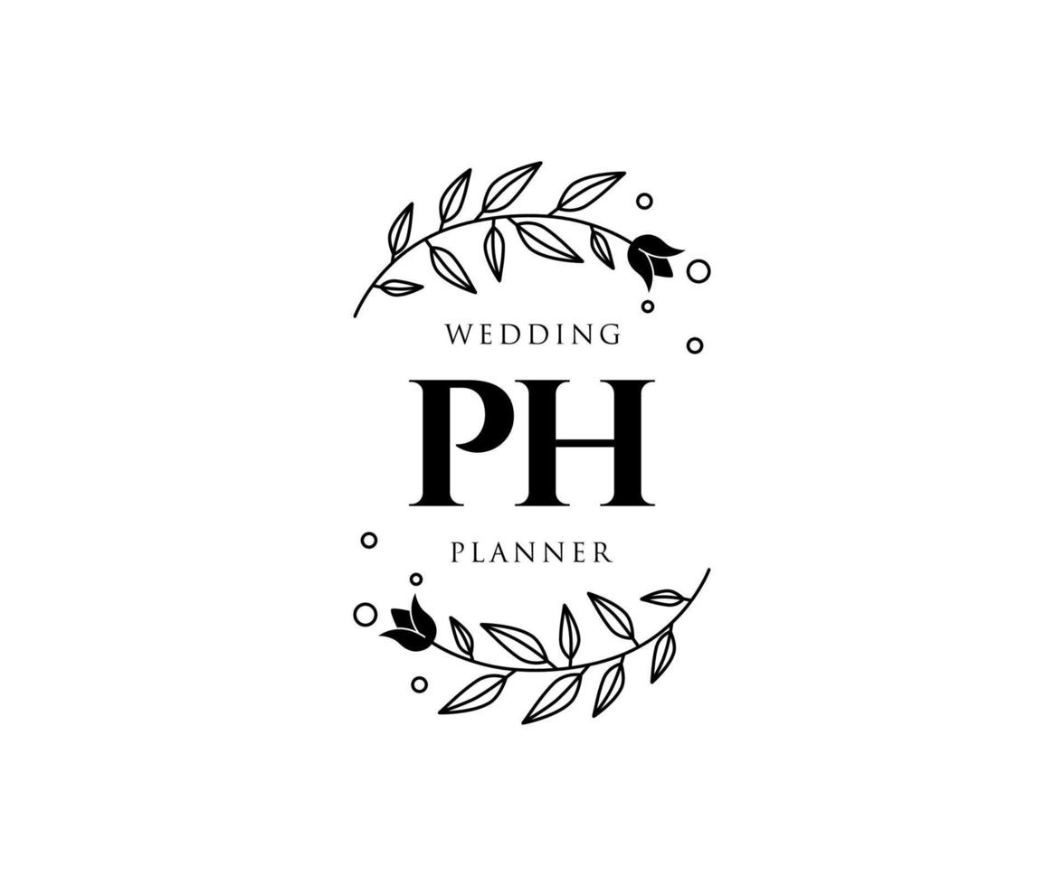 ph initialer brev bröllop monogram logotyper samling, hand dragen modern minimalistisk och blommig mallar för inbjudan kort, spara de datum, elegant identitet för restaurang, boutique, Kafé i vektor