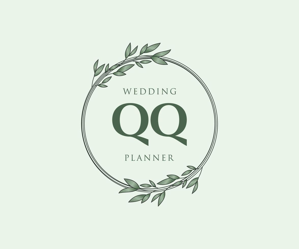 qq initialer brev bröllop monogram logotyper samling, hand dragen modern minimalistisk och blommig mallar för inbjudan kort, spara de datum, elegant identitet för restaurang, boutique, Kafé i vektor