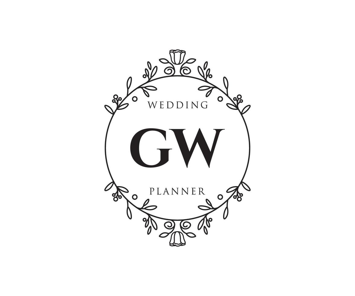 gw initialer brev bröllop monogram logotyper samling, hand dragen modern minimalistisk och blommig mallar för inbjudan kort, spara de datum, elegant identitet för restaurang, boutique, Kafé i vektor